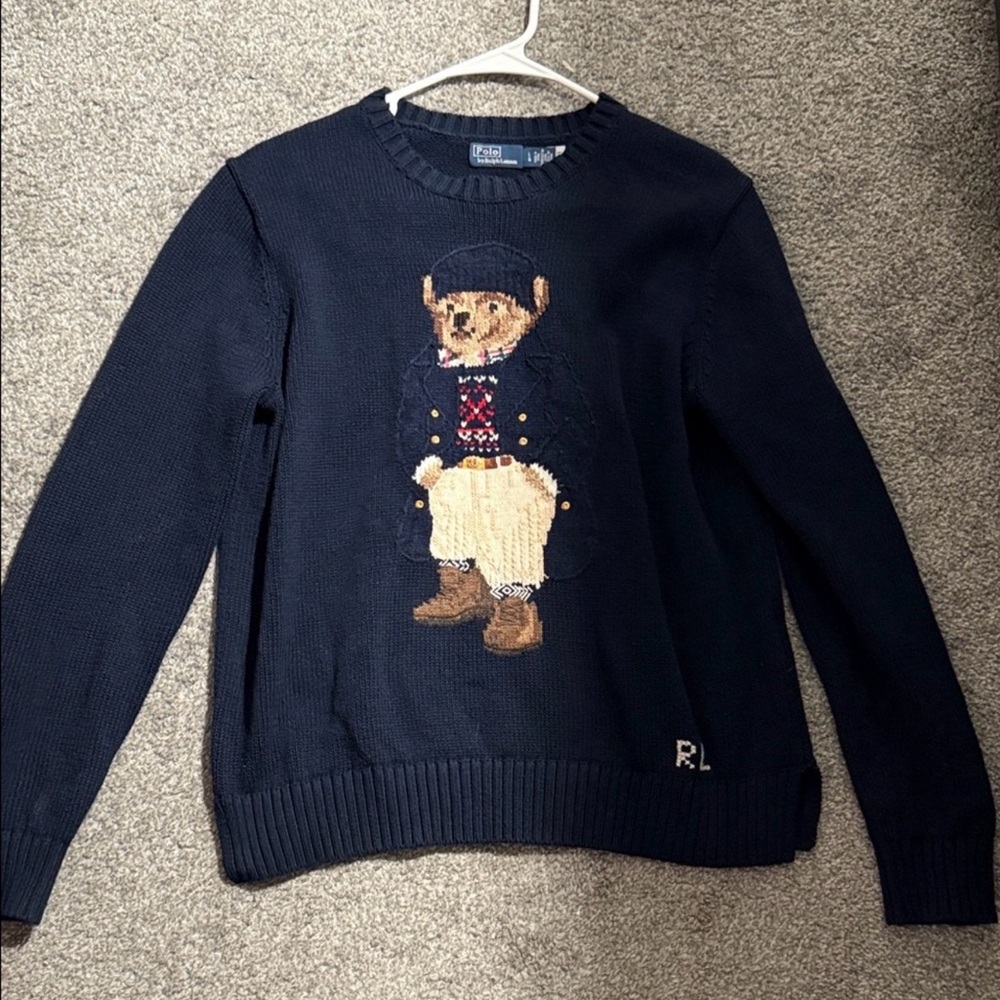 Ralph Lauren Dark Blue Sweater with Bear Motif